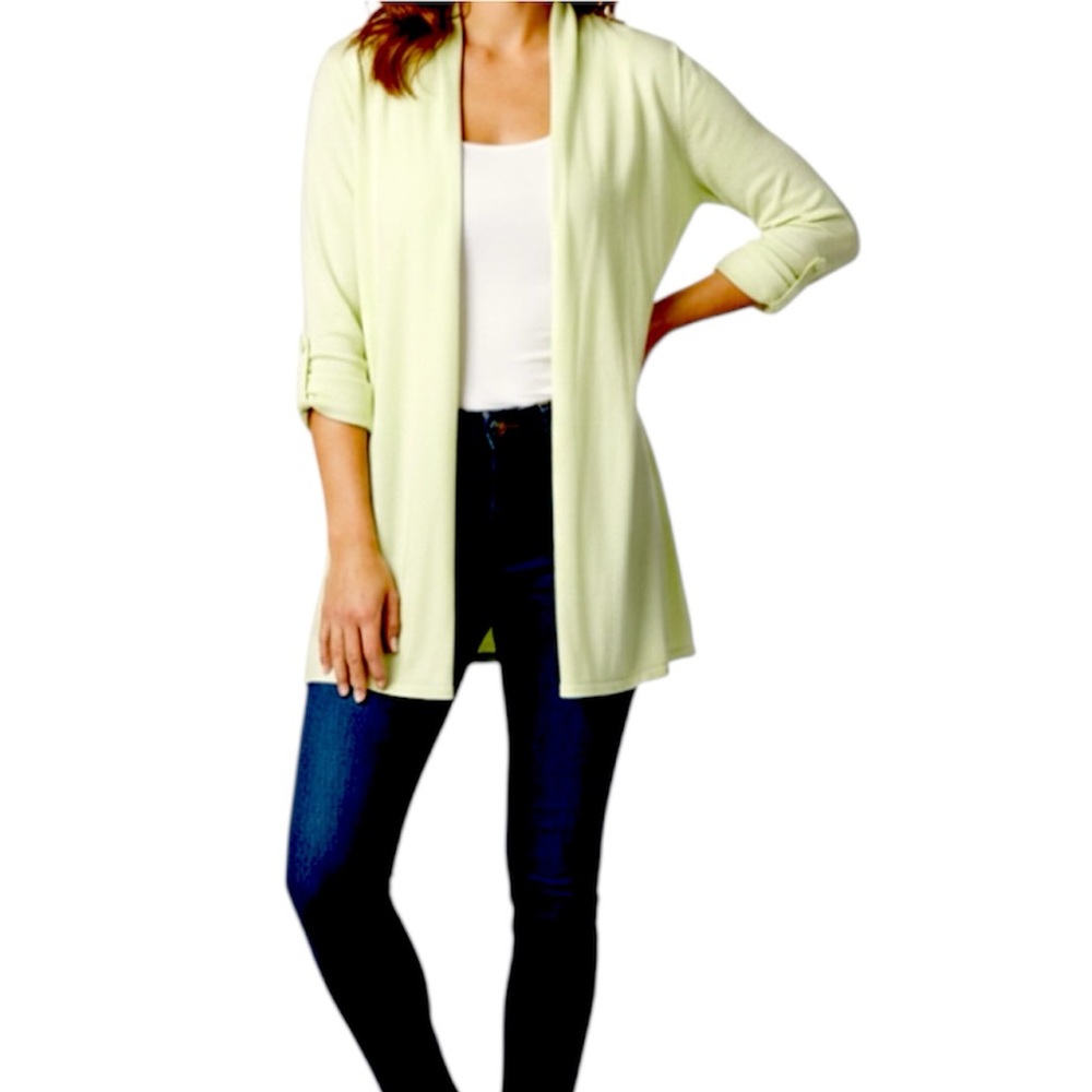 Magaschoni Green Open Front Lagenlook Duster Cardigan Viscose Blend Sweater XL